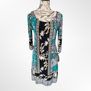 Mlle Gabrielle Women's Black Green Floral Dress NWT Size S